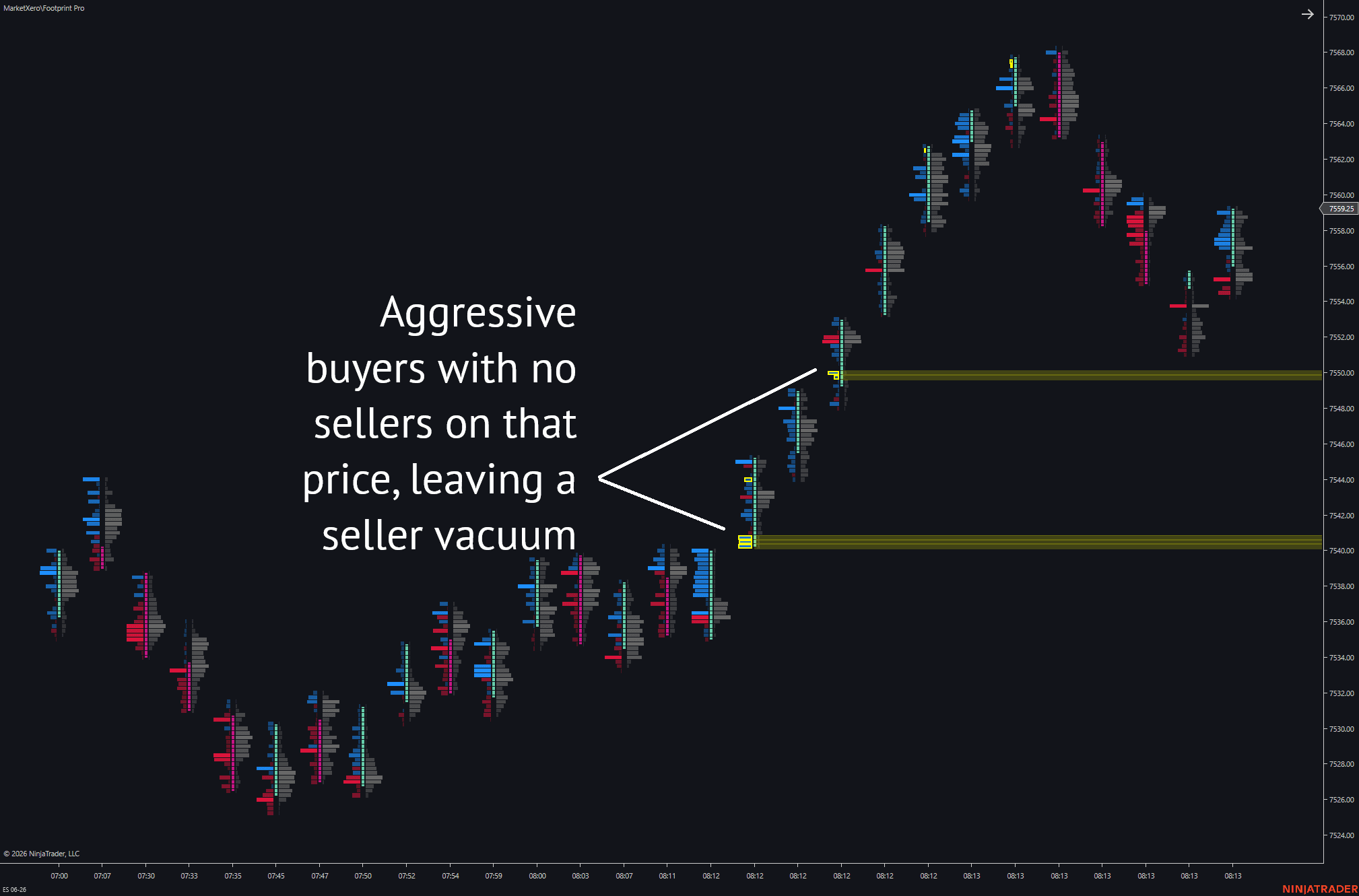Annotated MarketXero Footprint zero print example